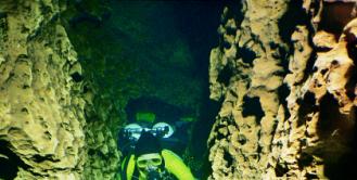 Inside the third chamber of Jacob's Well, Wimberley, Texas